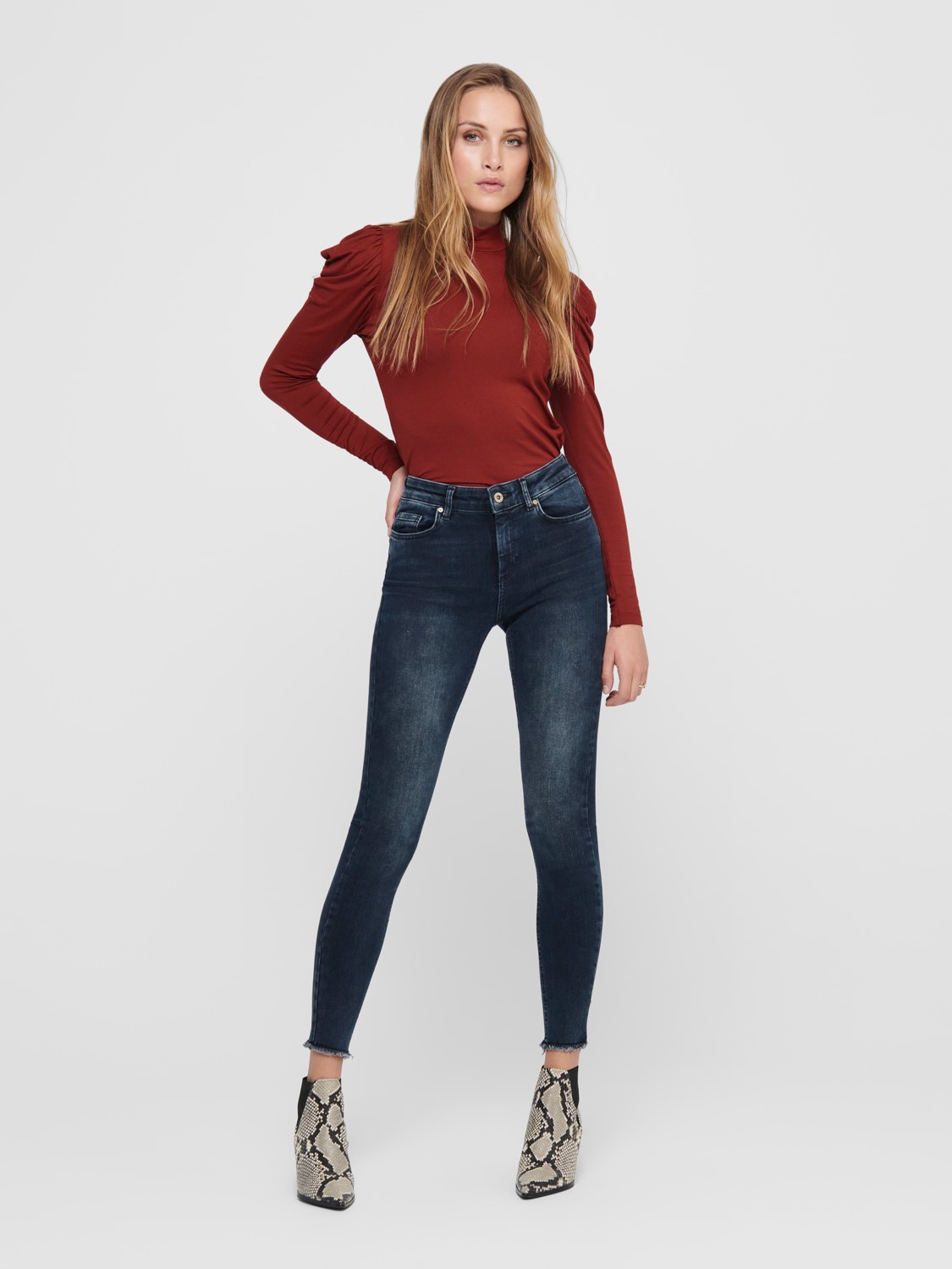Damen Skinny Ankle Jeans Cropped Stretch Denim Hose ONLBLUSH Fransen Damen Skinny Ankle Jeans Cropped Stretch Denim Hose ONLBLUSH Fransen