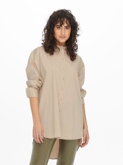 JDY Damen JDY Lange Hemd Bluse Oversize Longshirt JDYMIO Freizeit Tunika – Beige, Bild 5