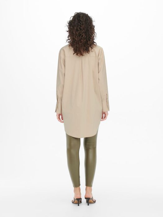 JDY Damen JDY Lange Hemd Bluse Oversize Longshirt JDYMIO Freizeit Tunika – Beige, Bild 4