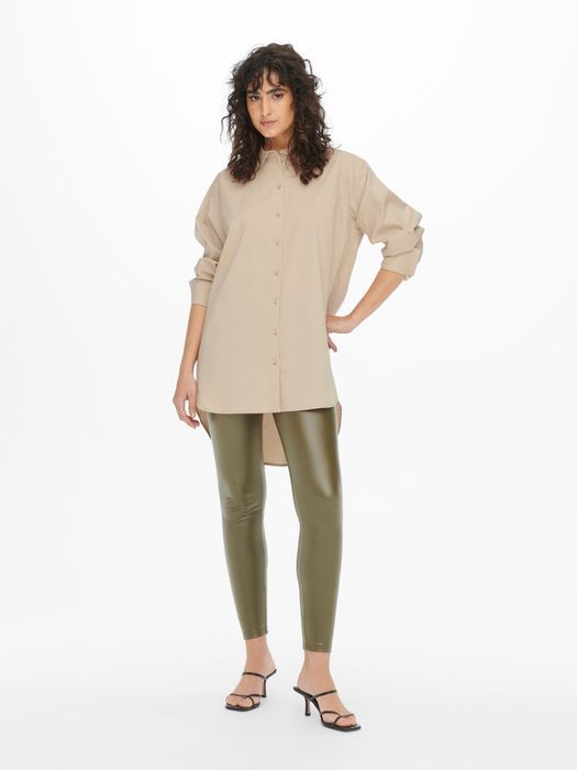 JDY Damen JDY Lange Hemd Bluse Oversize Longshirt JDYMIO Freizeit Tunika – Beige, Bild 3