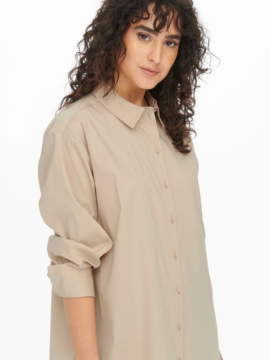JDY Damen JDY Lange Hemd Bluse Oversize Longshirt JDYMIO Freizeit Tunika – Beige, Bild 6