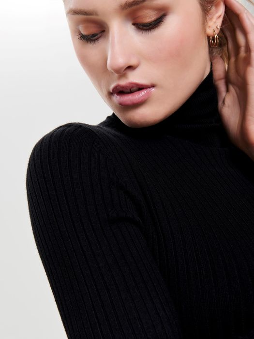 Only ONLY Damen Rollkragen Feinstrick Pullover Stretch Sweater Oberteil ONLKAROL – Schwarz, Bild 5