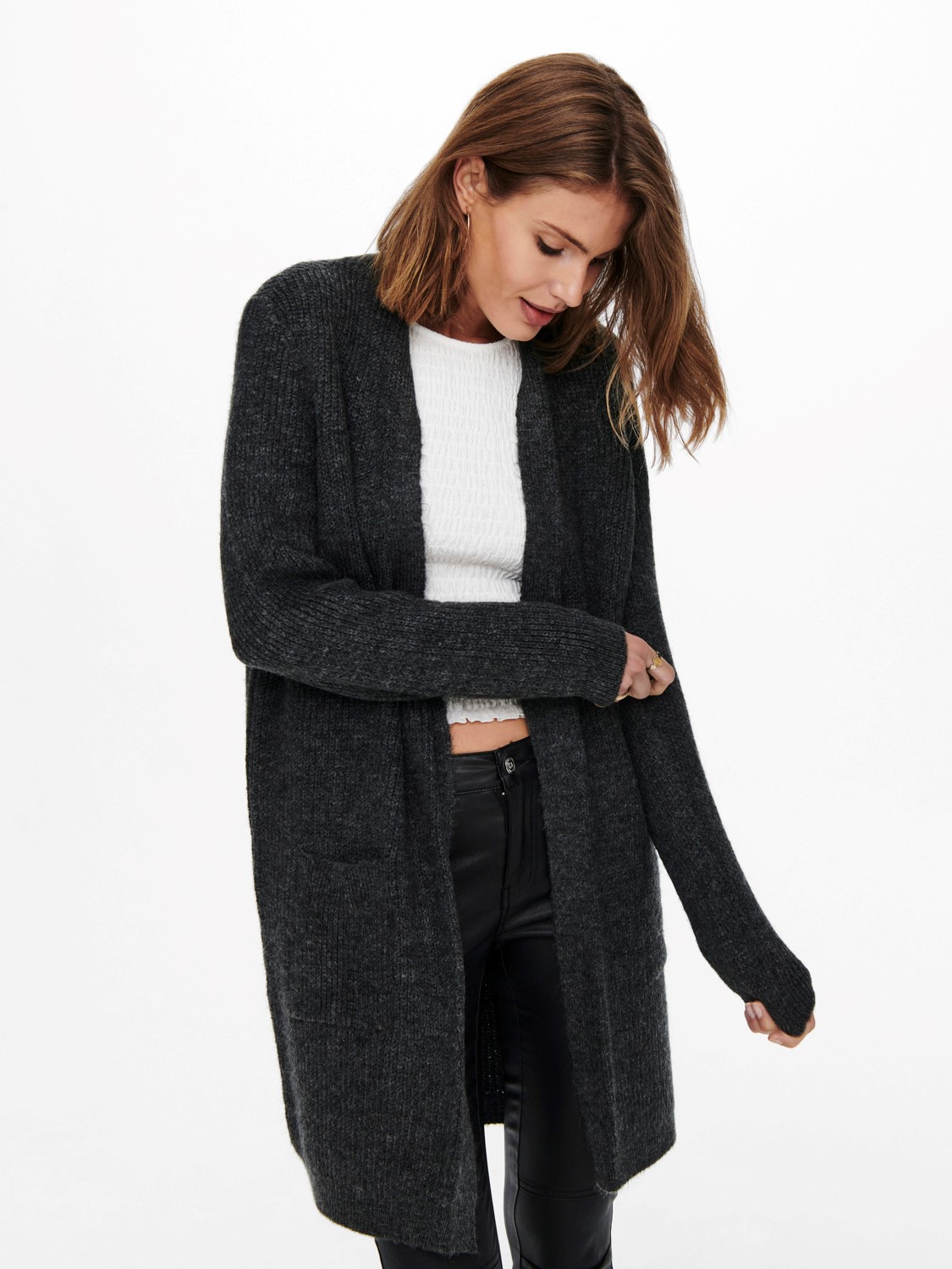 ONLY Damen Lange Strickjacke ONLJADE Cardigan Casual Mantel Gerippt ONLY Damen Lange Strickjacke ONLJADE Cardigan Casual Mantel Gerippt