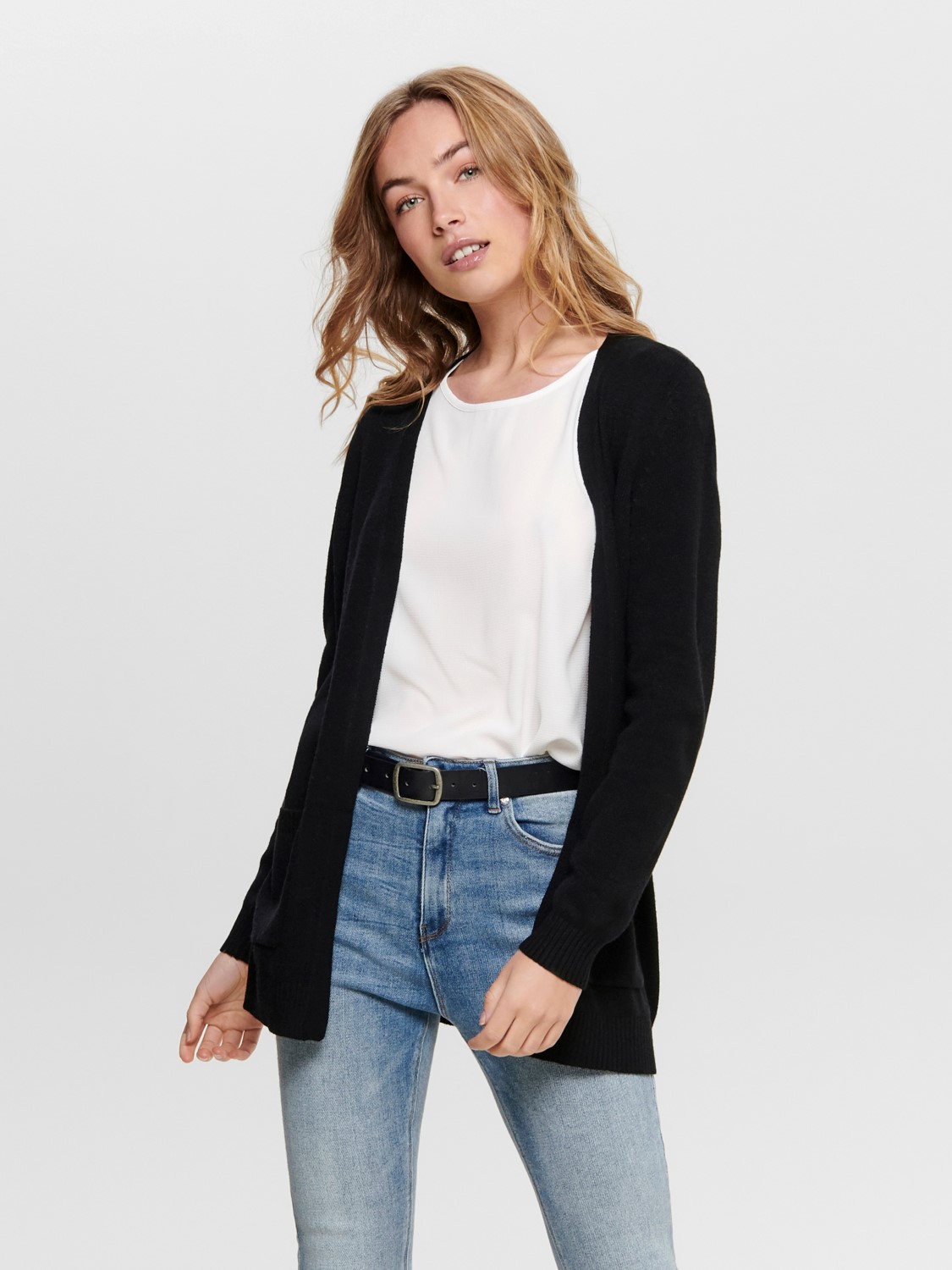 ONLY Damen Lange Strickjacke Stretch ONLLESLY Open Cardigan Gerippt ONLY Damen Lange Strickjacke Stretch ONLLESLY Open Cardigan Gerippt