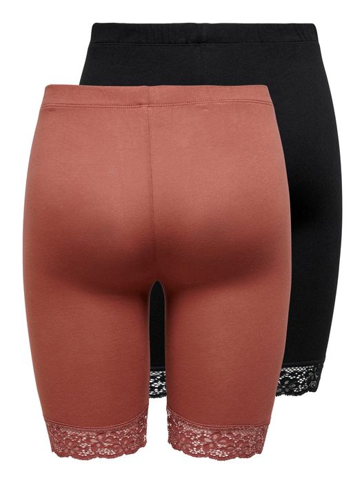 JDY JDY 2x Damen Kurze Capri Leggings Hose JDYSALLY Spitze Shorts Set Stretch – Schwarz-Rot, Bild 6