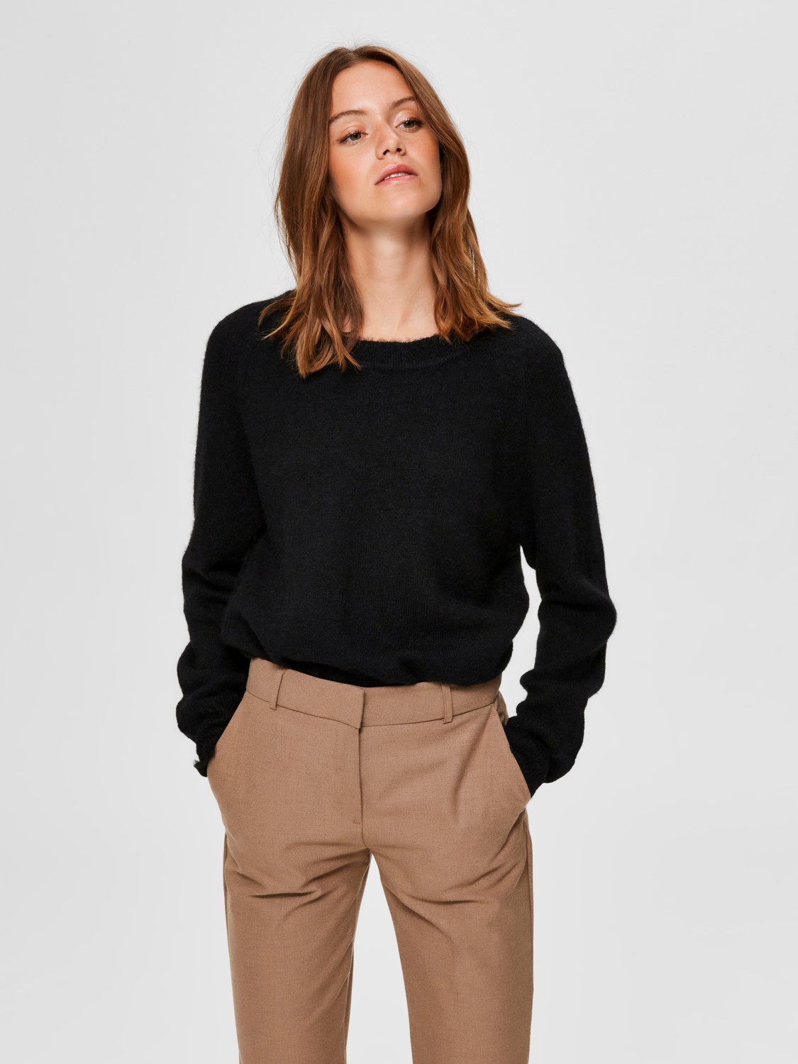 Damen SELECTED Feinstrick Wollpullover Rundhals Strickpullover SLFLULU Damen SELECTED Feinstrick Wollpullover Rundhals Strickpullover SLFLULU
