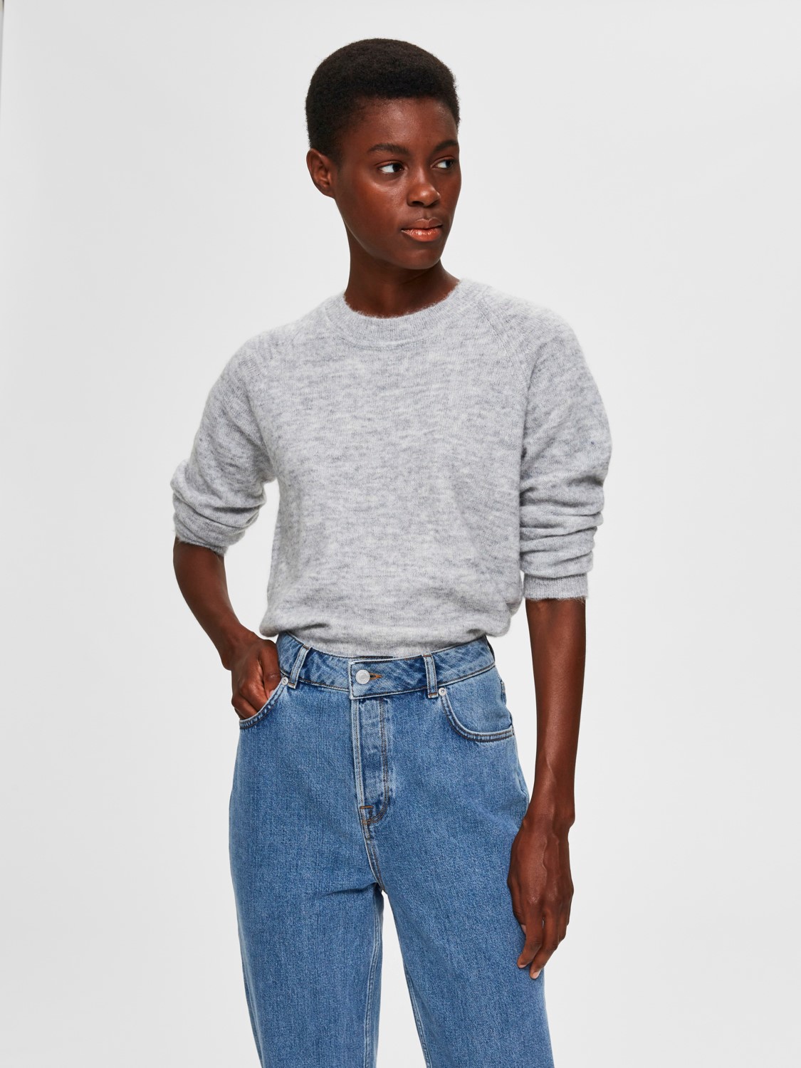 Damen SELECTED Feinstrick Wollpullover Rundhals Strickpullover SLFLULU Damen SELECTED Feinstrick Wollpullover Rundhals Strickpullover SLFLULU