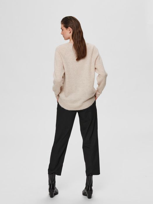 Selected Femme SELECTED FEMME Damen SELECTED Feinstrick Wollpullover Rundhals – Beige, Bild 4