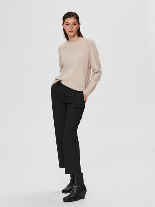 Selected Femme SELECTED FEMME Damen SELECTED Feinstrick Wollpullover Rundhals – Beige, Bild 3