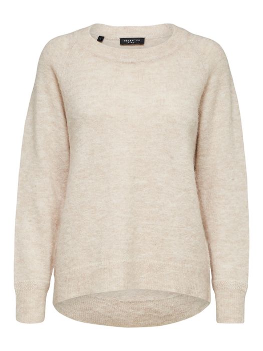 Selected Femme SELECTED FEMME Damen SELECTED Feinstrick Wollpullover Rundhals – Beige, Bild 5