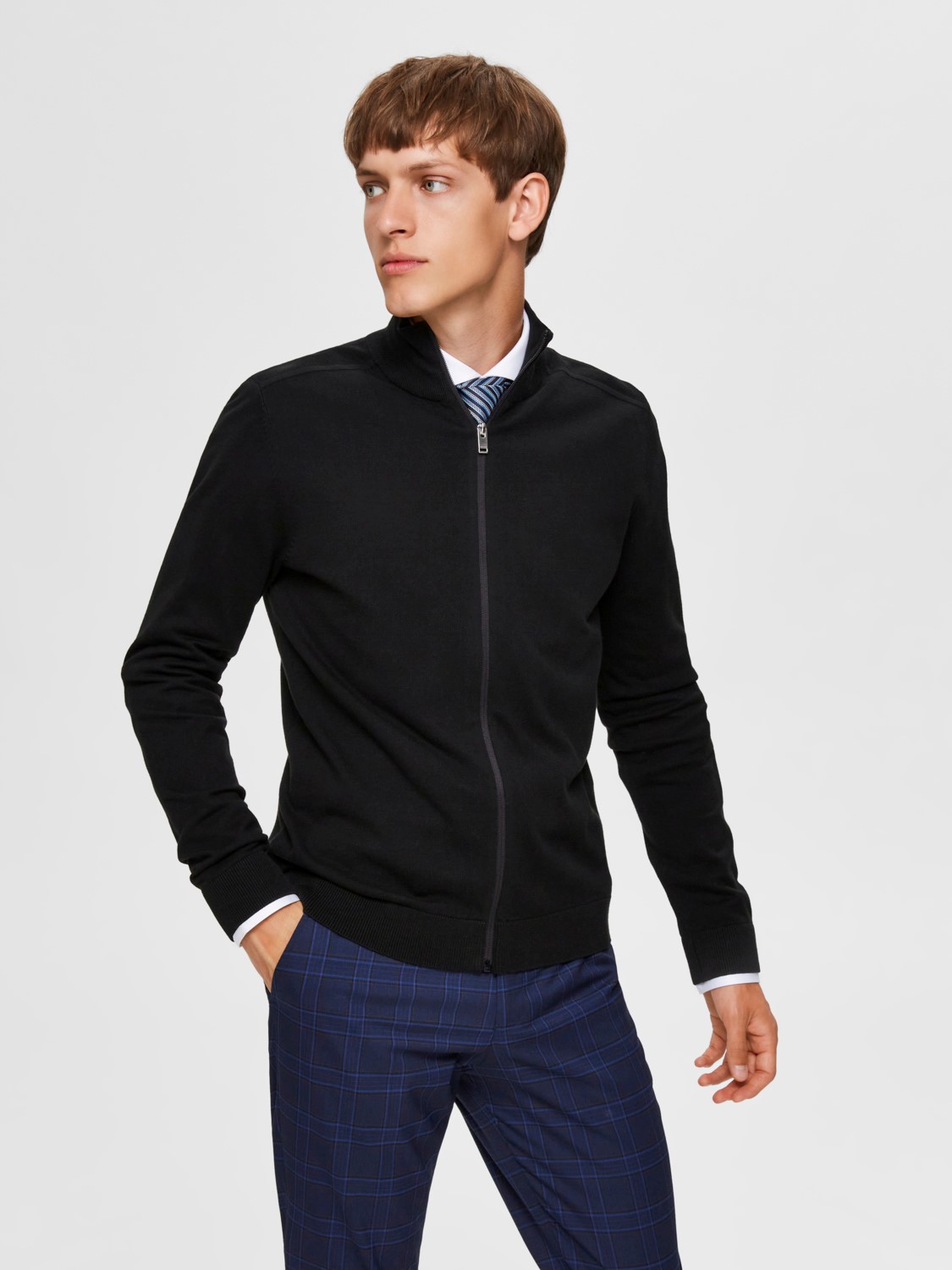Herren SELECTED Strickjacke Einfarbiger Cardigan Basic Zip Sweatshirt Herren SELECTED Strickjacke Einfarbiger Cardigan Basic Zip Sweatshirt