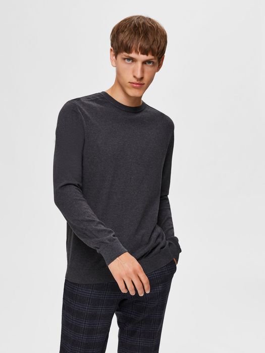 SELECTED HOMME Herren SELECTED Feinstrick Pullover Basic, Farbe: Dunkelgrau