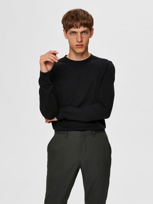 SELECTED HOMME Herren SELECTED Feinstrick Pullover Basic, Farbe: Schwarz