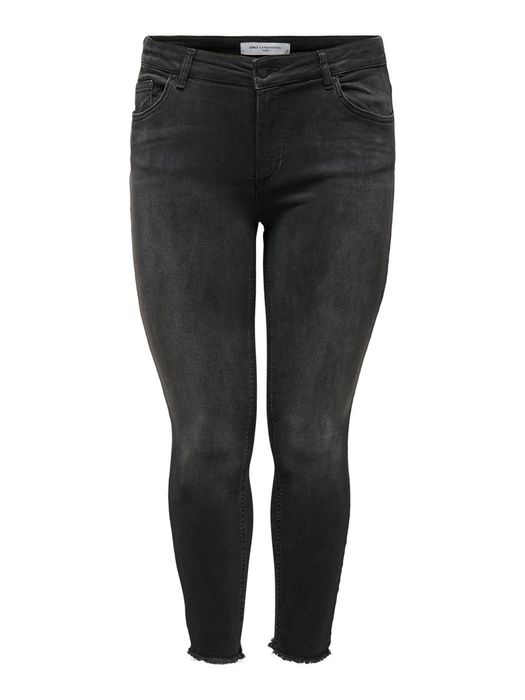 Only Carmakoma Damen Skinny Jeans Curvy Ankle Denim Große Größen Plus Size Übergröße – Grau-Schwarz, Bild 8
