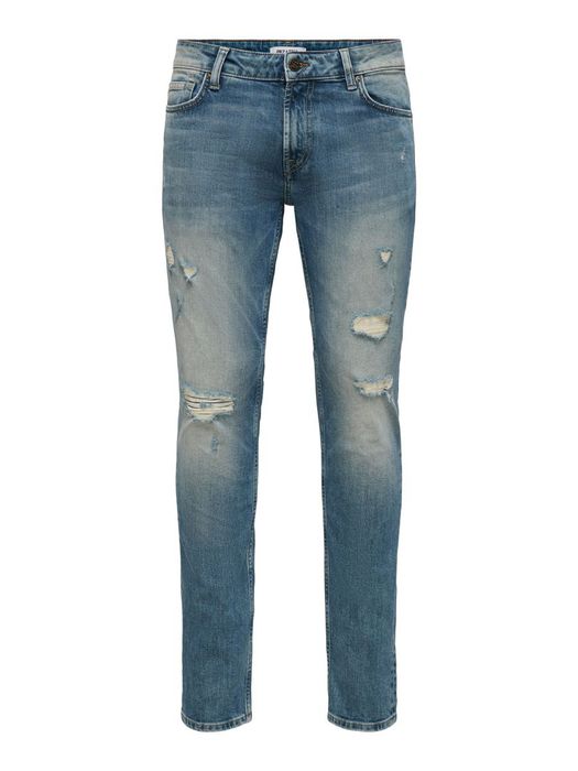 Only & Sons ONLY & SONS Slim Fit Jeans Destroyed Denim Hose ONSLOOM Stretch – Blau, Bild 7
