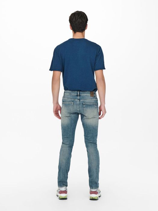 Only & Sons ONLY & SONS Slim Fit Jeans Destroyed Denim Hose ONSLOOM Stretch – Blau, Bild 4