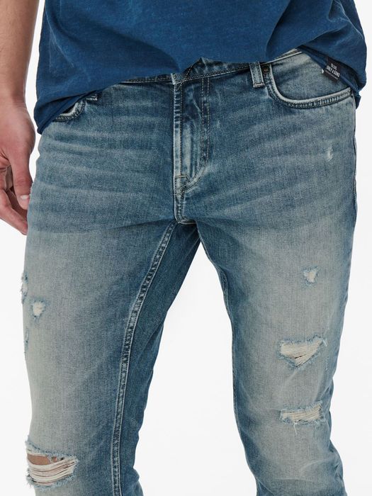 Only & Sons ONLY & SONS Slim Fit Jeans Destroyed Denim Hose ONSLOOM Stretch – Blau, Bild 5