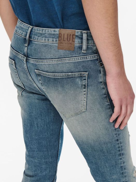 Only & Sons ONLY & SONS Slim Fit Jeans Destroyed Denim Hose ONSLOOM Stretch – Blau, Bild 6