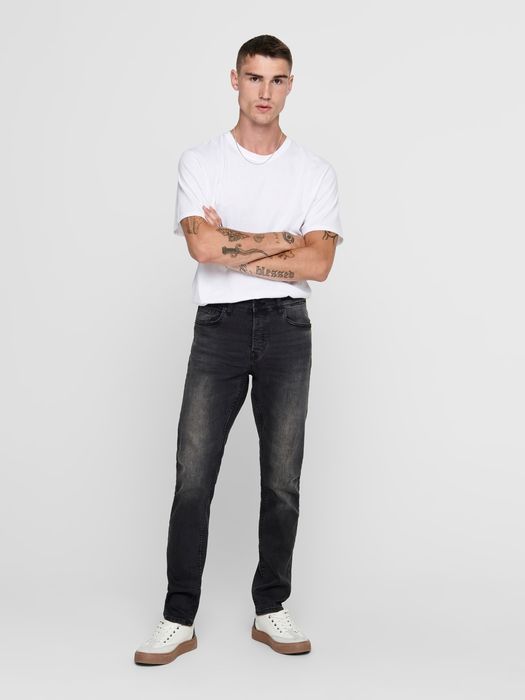 Only & Sons ONLY & SONS Slim Fit Jeans Basic Denim Hose ONSLOOM Tapered – Grau, Bild 3