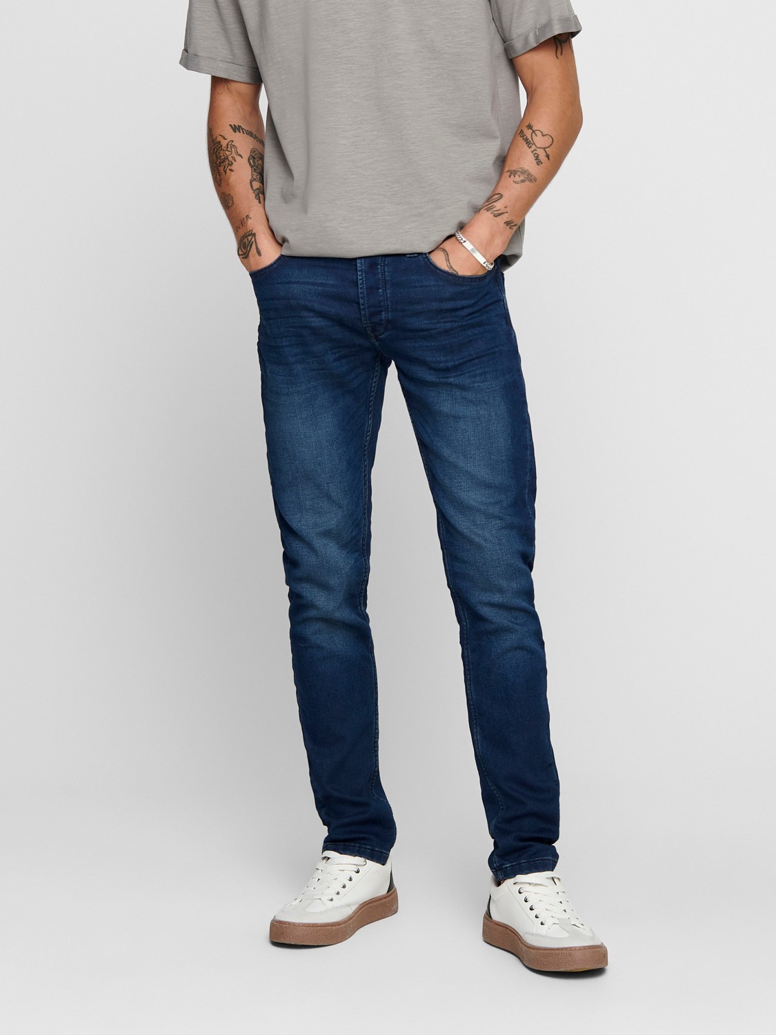 Only & Sons ONLY & SONS Slim Fit Jeans Basic Denim Hose ONSLOOM Tapered – Blau, Bild 2