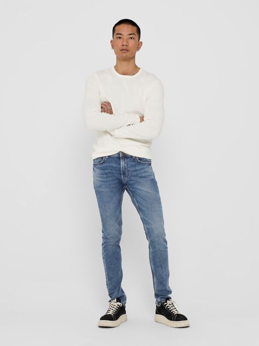 Only & Sons ONLY & SONS Slim Fit Jeans Basic Denim Hose ONSLOOM Tapered – Blau, Bild 3
