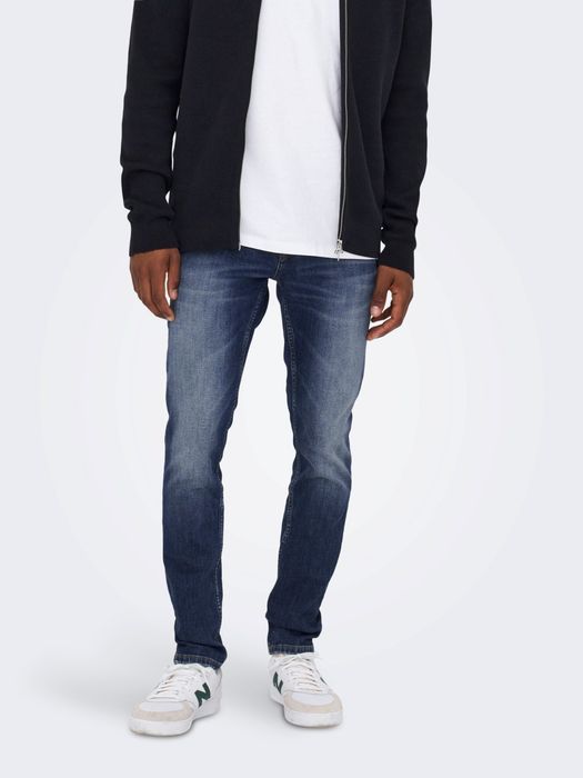 ONLY & SONS Slim Fit Jeans Basic Denim Hose ONSLOOM Tapered, Farbe: Blau-4