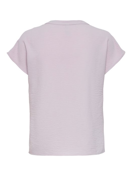 Einfarbige Kurzarm Bluse Basic V-Ausschnitt Shirt Oberteil JDYLION, Farbe: Lila
