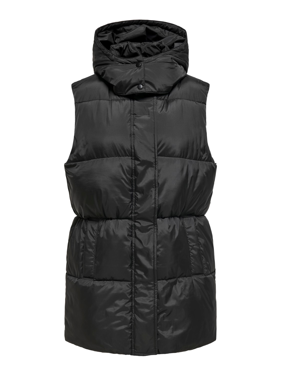 Lange Puffer Weste Wattierte Stepp Jacke ohne Ärmel Kapuze & Zip Lange Puffer Weste Wattierte Stepp Jacke ohne Ärmel Kapuze & Zip
