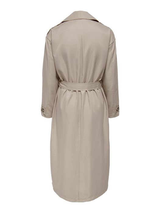 Only ONLY Langer Trench Coat Eleganter Basic Übergangs Mantel – Beige, Bild 8