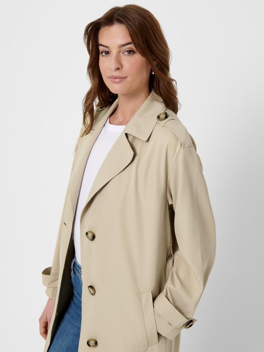 Only ONLY Langer Trench Coat Eleganter Basic Übergangs Mantel – Beige, Bild 6