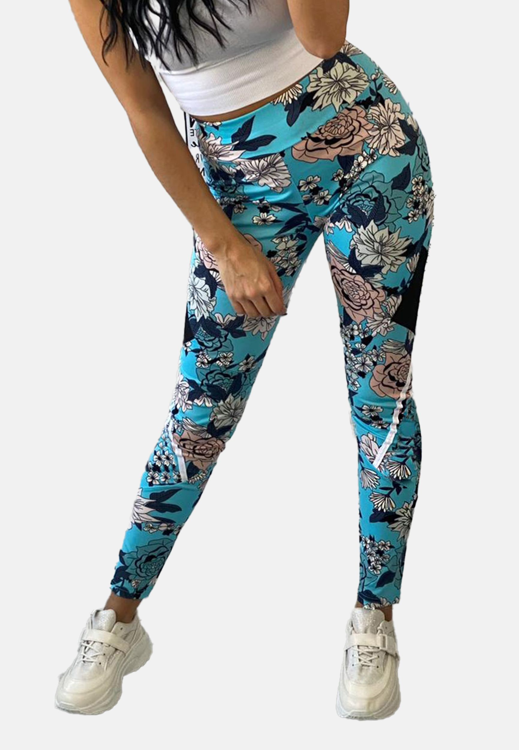 Fitness Leggings Skinny Stretch Yoga Sport Hose mit Blumen Print Fitness Leggings Skinny Stretch Yoga Sport Hose mit Blumen Print