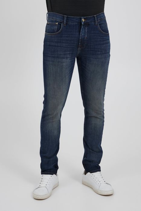 !Solid Slim Fit Jeans Basic Hose Denim Pants Stoned Washed, Farbe: Blau