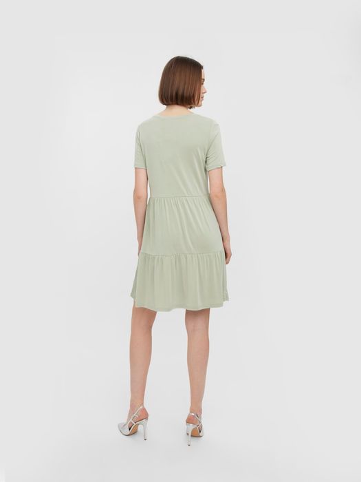 Vero Moda VERO MODA Kurzes Blusenkleid Lockeres Kurzarm Tunika Mini Dress – Mint, Bild 4