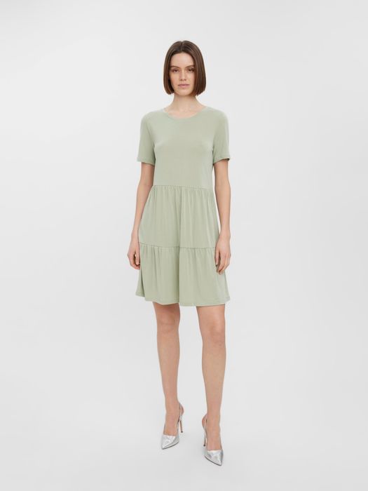 Vero Moda VERO MODA Kurzes Blusenkleid Lockeres Kurzarm Tunika Mini Dress – Mint, Bild 3