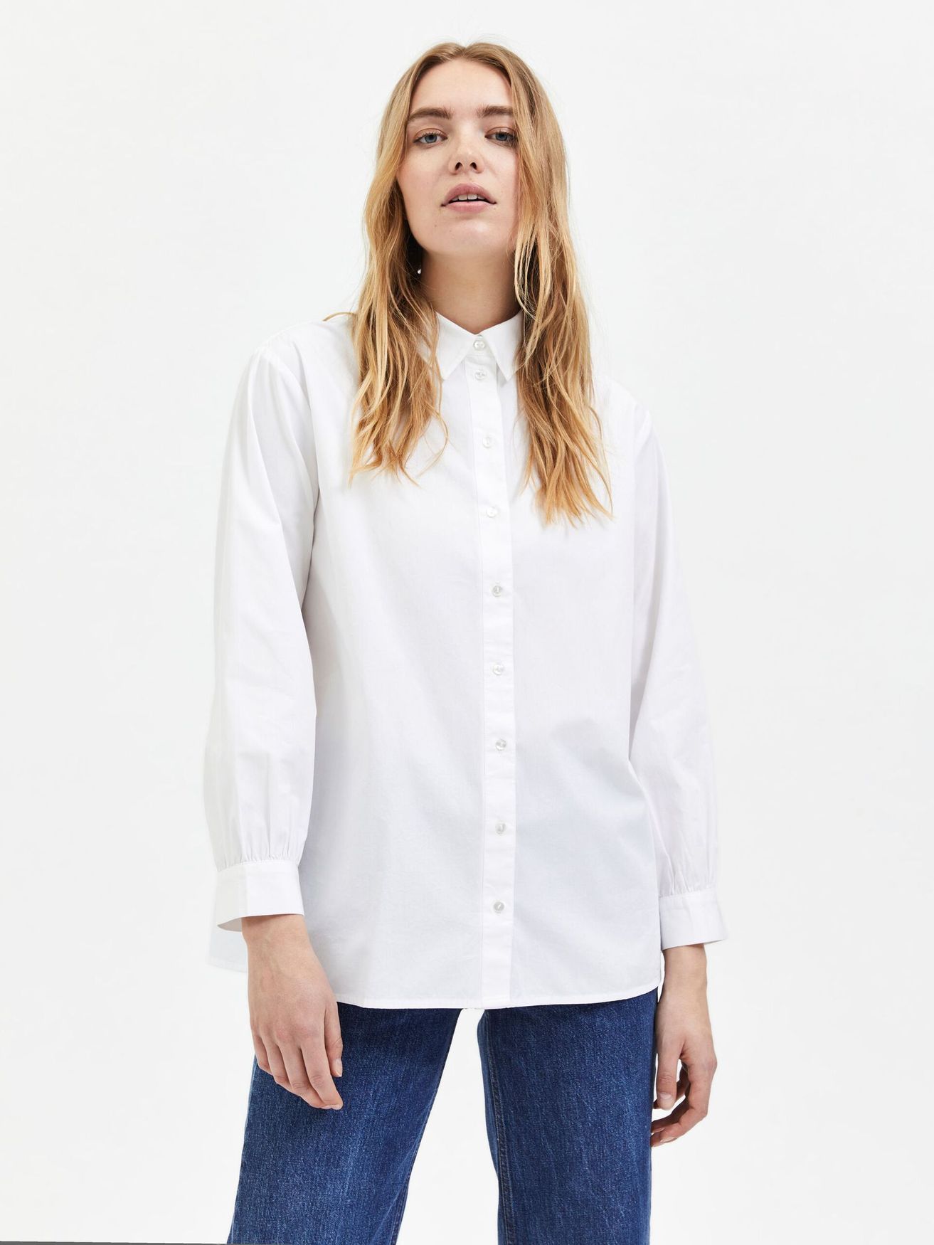 Basic Hemd Bluse Langarm Business Shirt aus Baumwolle SLFREKA Basic Hemd Bluse Langarm Business Shirt aus Baumwolle SLFREKA