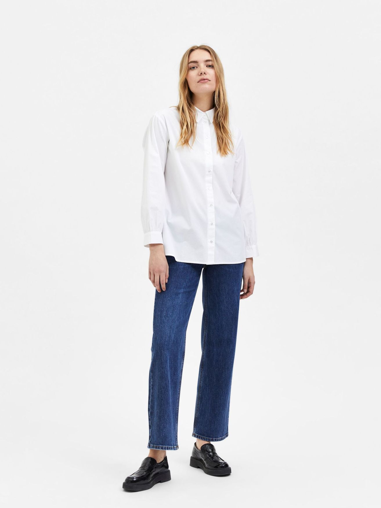 Basic Hemd Bluse Langarm Business Shirt aus Baumwolle SLFREKA Basic Hemd Bluse Langarm Business Shirt aus Baumwolle SLFREKA
