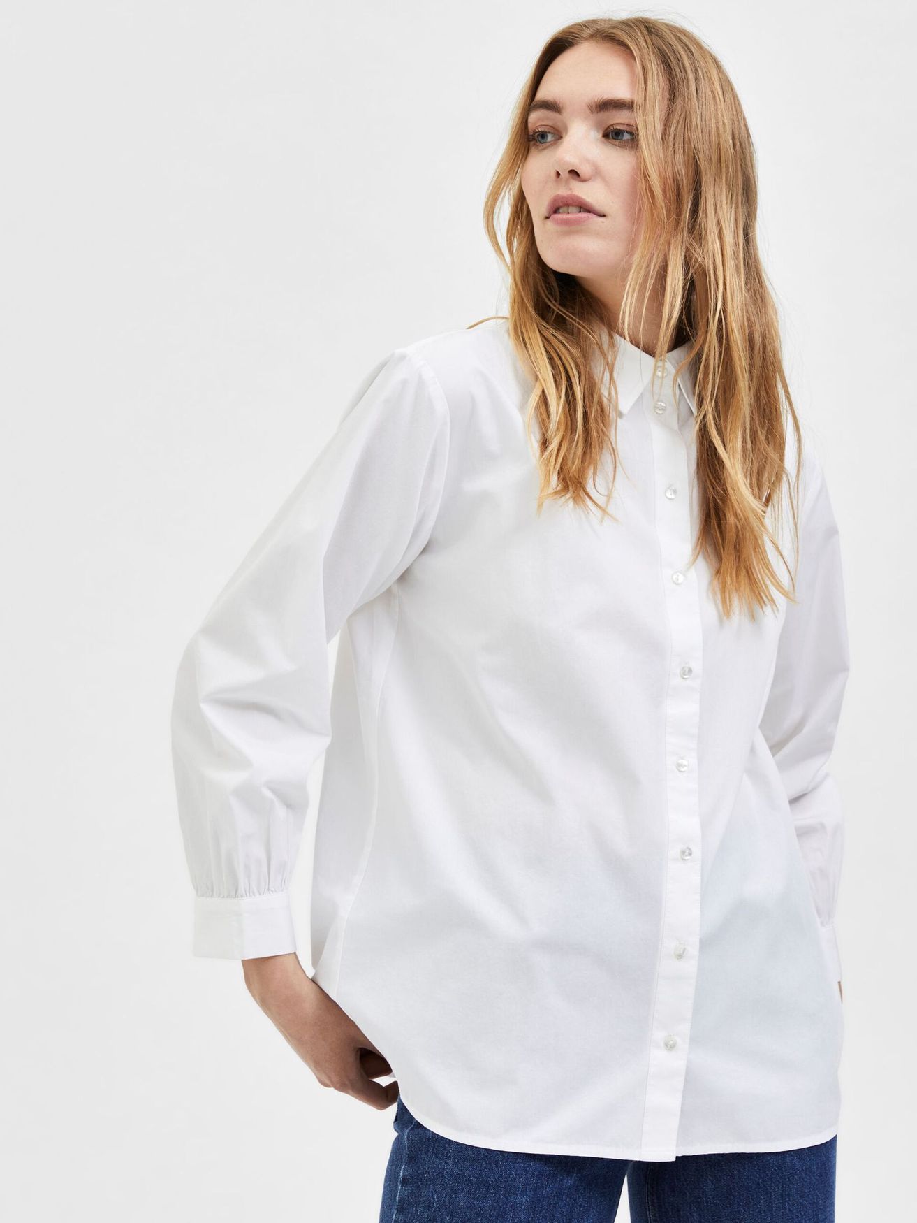 Basic Hemd Bluse Langarm Business Shirt aus Baumwolle SLFREKA Basic Hemd Bluse Langarm Business Shirt aus Baumwolle SLFREKA
