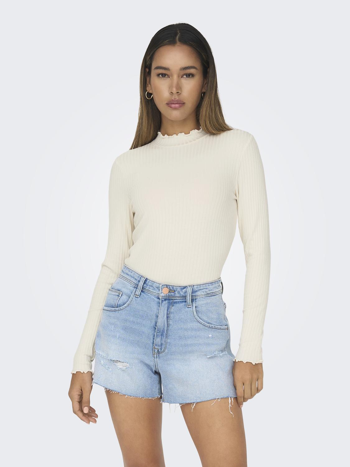 Dünnes Langarm Shirt Basic Stretch Rundhals Stehkragen Longsleeve Dünnes Langarm Shirt Basic Stretch Rundhals Stehkragen Longsleeve