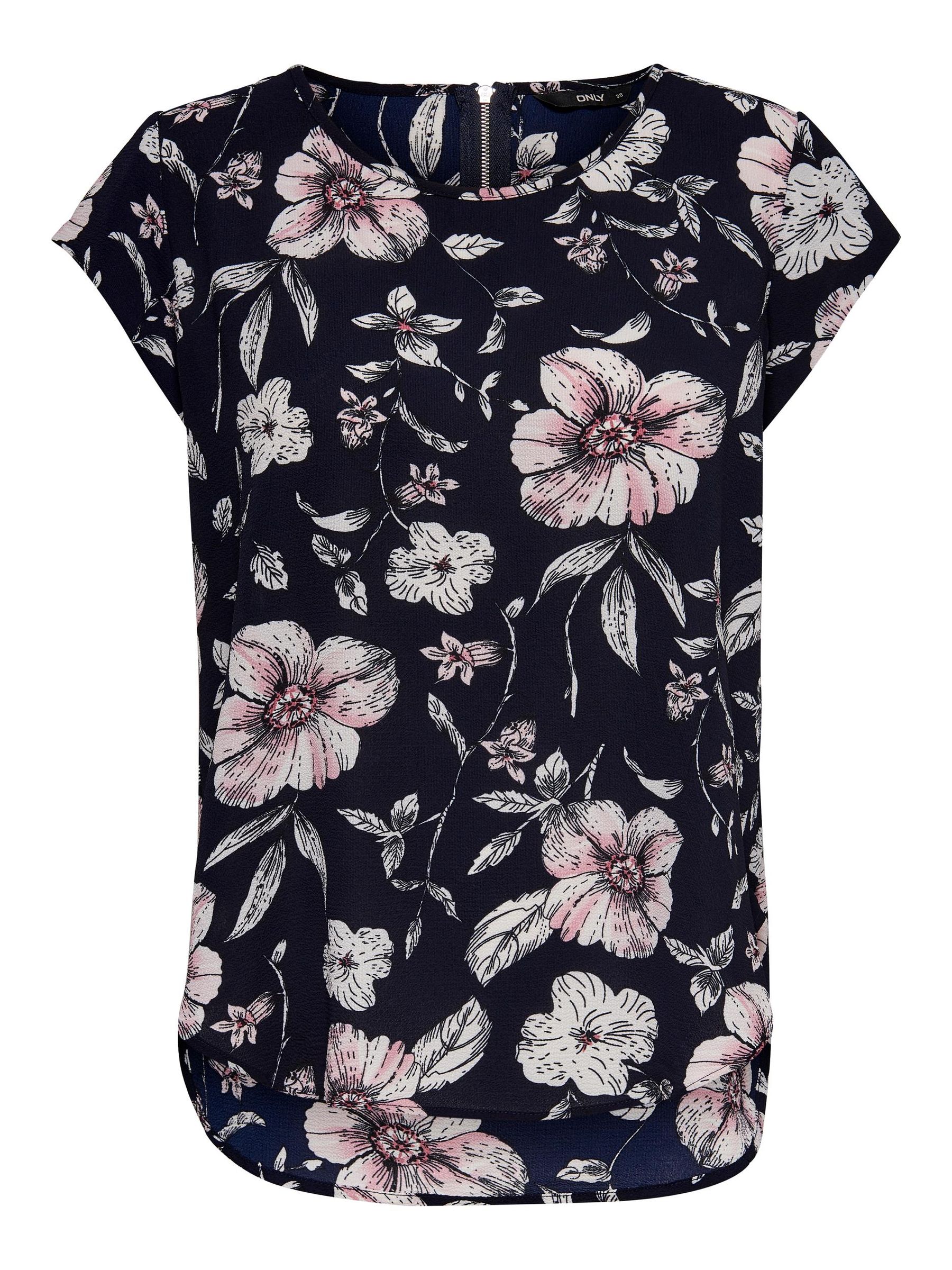 ONLY_Noos2023_3292302_15161116.jpg Print Kurzarm Bluse Basic Rundhals Blouse Shirt Oberteil ONLVIC