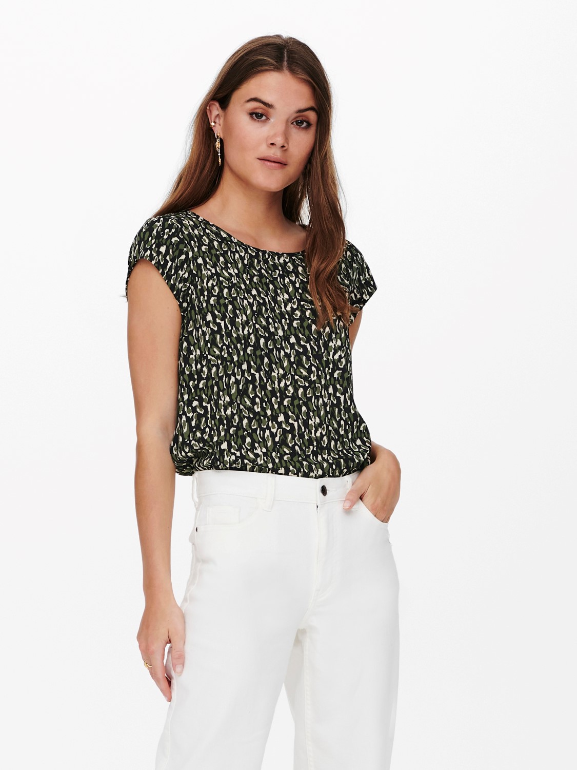 Print Kurzarm Bluse Basic Rundhals Blouse Shirt Oberteil ONLVIC Print Kurzarm Bluse Basic Rundhals Blouse Shirt Oberteil ONLVIC