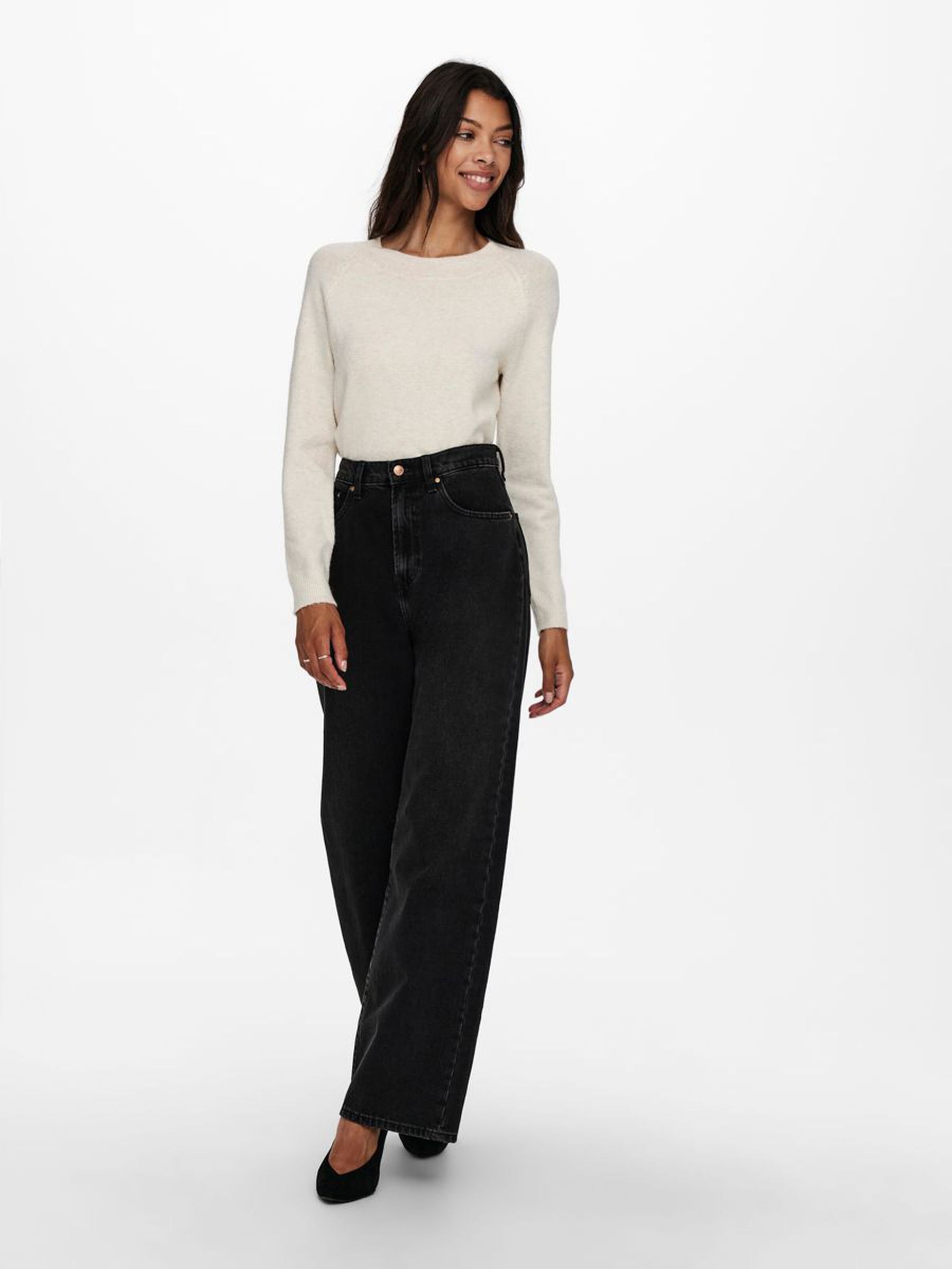 Basic Strickpullover Stretch Sweater Langarm Rundhals Shirt ONLRICA Basic Strickpullover Stretch Sweater Langarm Rundhals Shirt ONLRICA