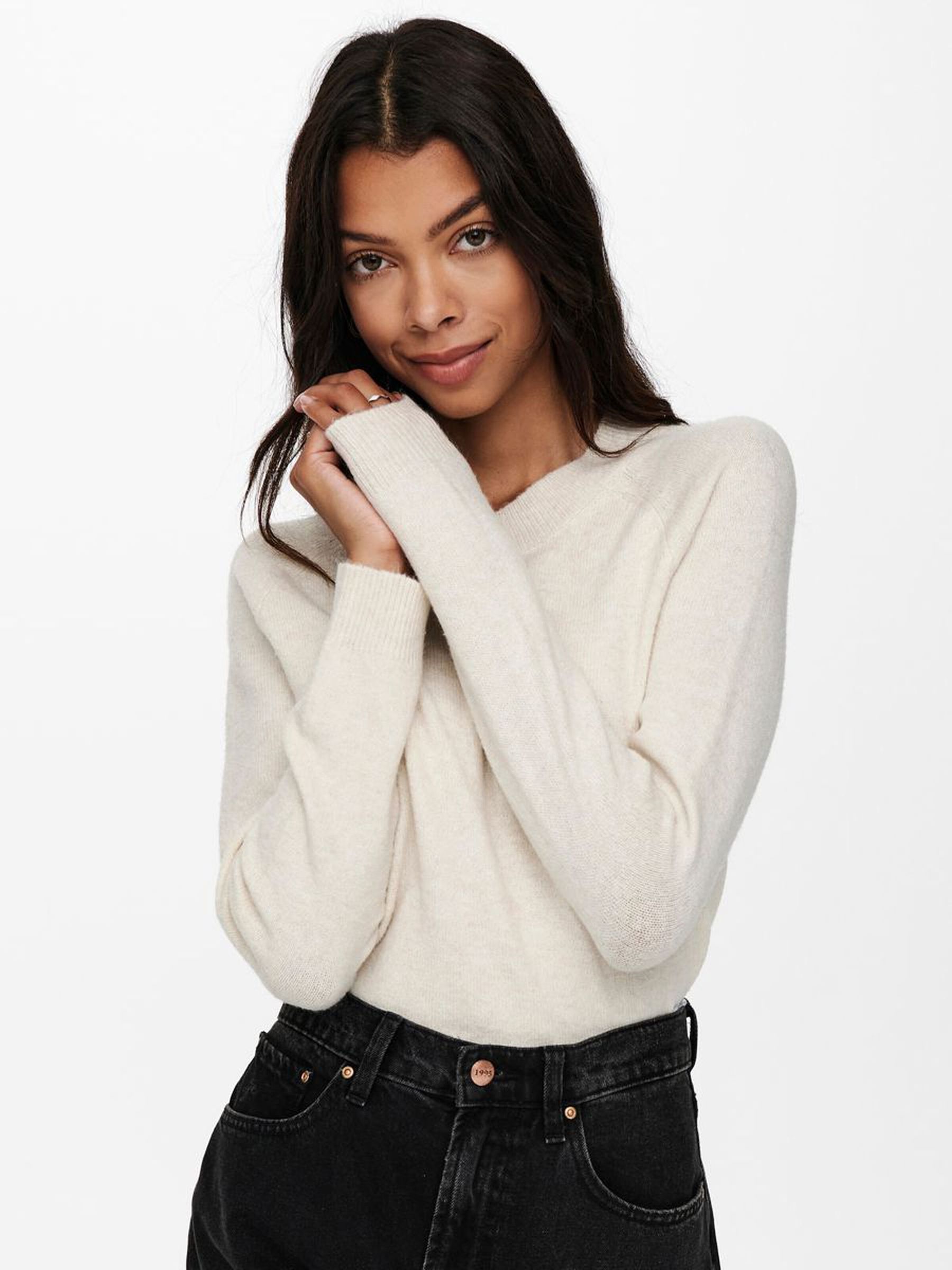 Basic Strickpullover Stretch Sweater Langarm Rundhals Shirt ONLRICA Basic Strickpullover Stretch Sweater Langarm Rundhals Shirt ONLRICA
