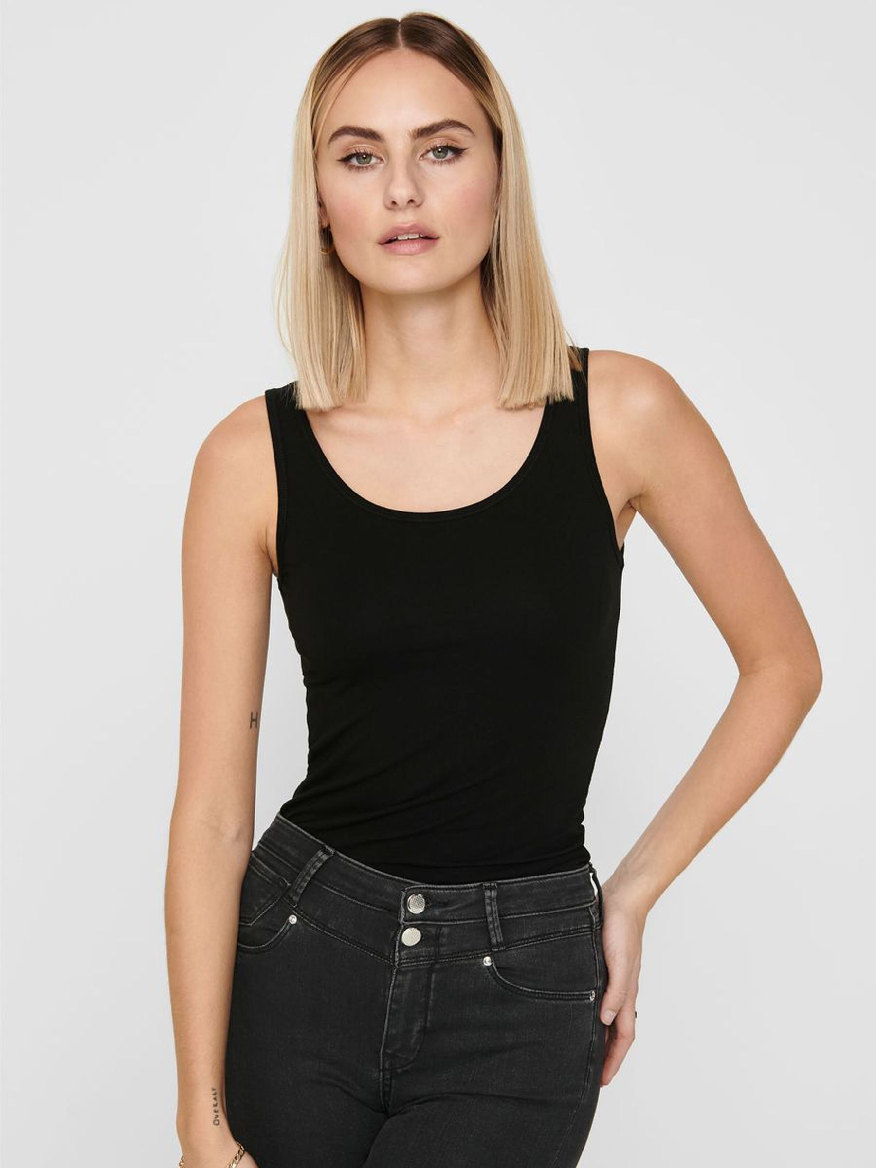 Only ONLY Langes Tank Top 2-er Stück Pack Ärmelloses Shirt Basic Set – Schwarz-Schwarz, Bild 2