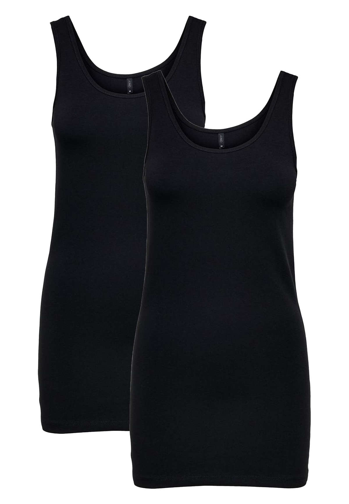 Only ONLY Langes Tank Top 2-er Stück Pack Ärmelloses Shirt Basic Set – Schwarz-Schwarz, Bild 1
