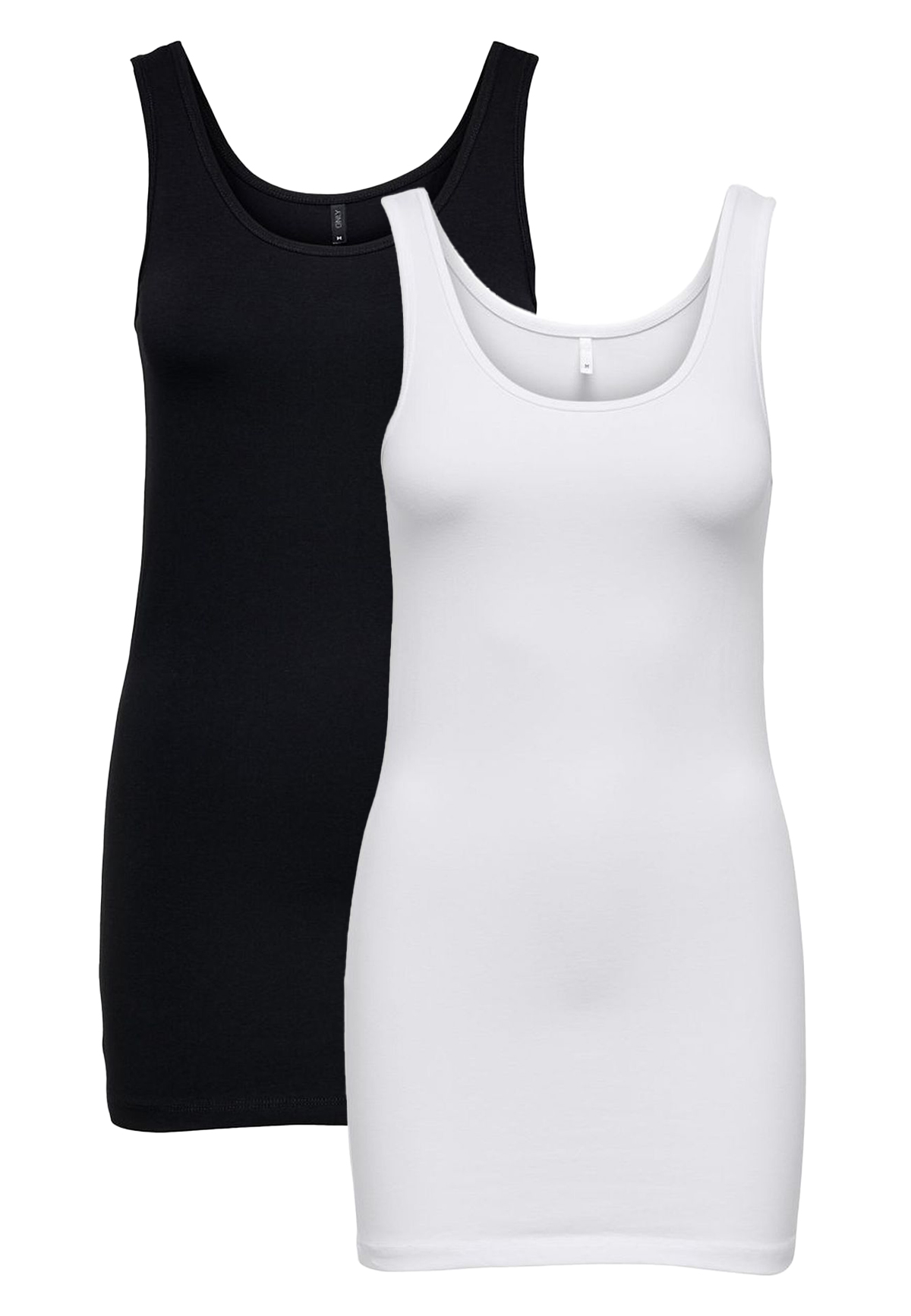 Only ONLY Langes Tank Top 2-er Stück Pack Ärmelloses Shirt Basic Set – Schwarz-Weiß, Bild 1