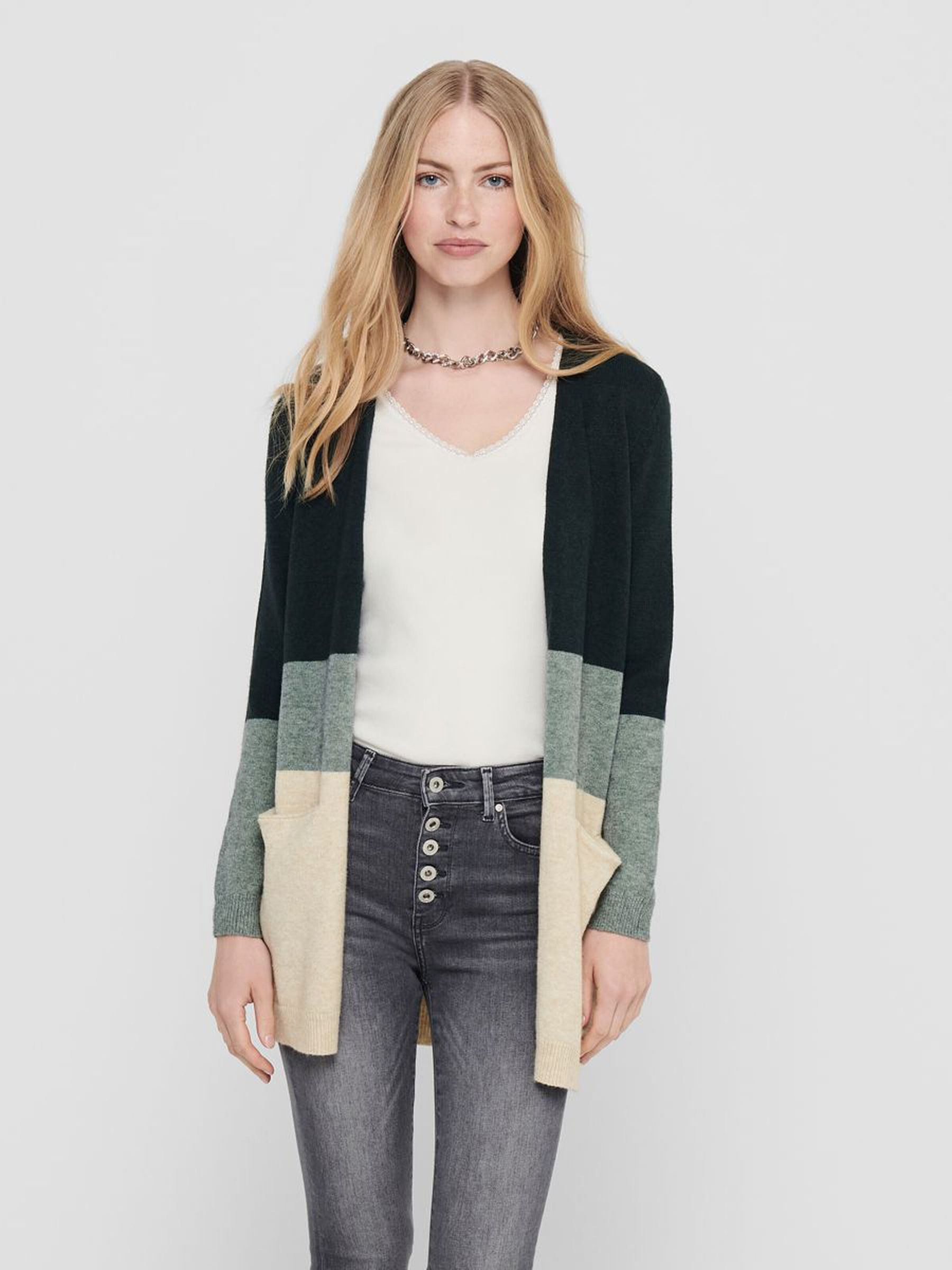 Lange Strickjacke mit Taschen Knitted Cardigan Langarm Basic ONLQUEEN Lange Strickjacke mit Taschen Knitted Cardigan Langarm Basic ONLQUEEN