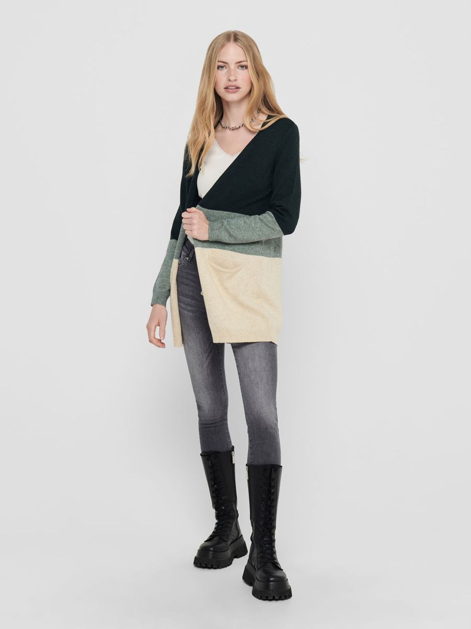 Lange Strickjacke mit Taschen Knitted Cardigan Langarm Basic ONLQUEEN Lange Strickjacke mit Taschen Knitted Cardigan Langarm Basic ONLQUEEN