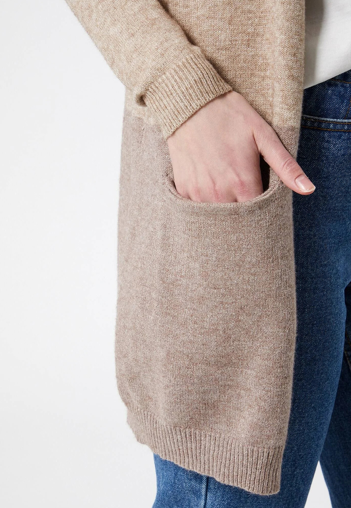 Lange Strickjacke mit Taschen Knitted Cardigan Langarm Basic ONLQUEEN Lange Strickjacke mit Taschen Knitted Cardigan Langarm Basic ONLQUEEN