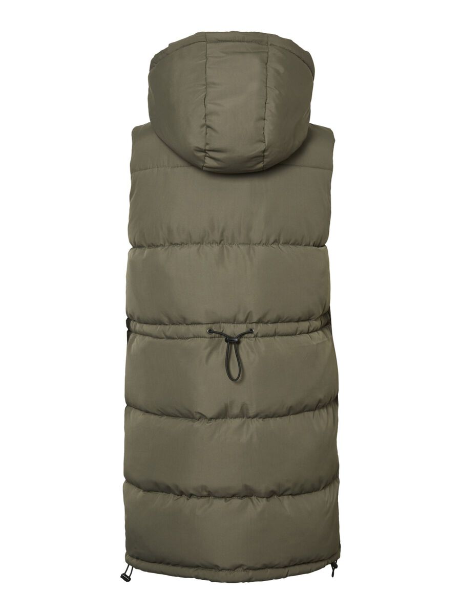 Lange Puffer Weste Wattierte Stepp Jacke ohne Ärmel Kapuze & Zip Lange Puffer Weste Wattierte Stepp Jacke ohne Ärmel Kapuze & Zip