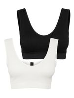 VERO MODA Damen Bustier BH mit Cups 2-er Stück Pack Soft Bra ohne Bügel Ripp Crop Top Basic VMAGNES